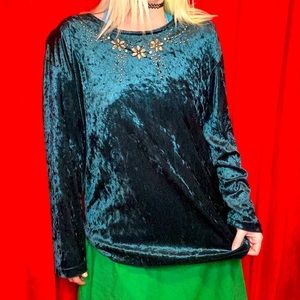 💙Vintage blue/green velvet top💚